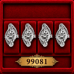 Anillos de Cóctel Plateados Vintage con Diseño Calado de Insectos, Regalo de Boda para Mujer, Joyería MOLL, Modelo de Moda con Circones - Product Image 1