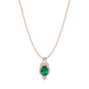 REYES Vente Flash Collier Pendentif en Argent Sterling 925 avec Émeraude Taille Ovale 24,6 carats et Moissanite pour Femme Bijoux en Gros - Product Image 5