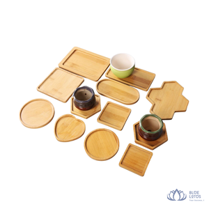 [BEST PRICE] Eco-Friendly Bamboo Coaster Custom Logo Square Heat Resistant Travel Beverage <b>Mat</b> for <b>Bar</b> Table Protection Blue - Product Image 1