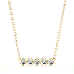 0.50 CT Lab Grown Diamond 5 Stone Bar <b>Necklace</b> 14K Rose Gold Minimalist Diamond Bar <b>Necklace</b> Gift for Her Jewelry - Product Image 5