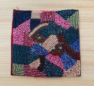 Unique Vintage Colorful Beaded Coasters w/ Bells Coffee Tea Decor Storage <b>Bag</b> - Product Image 2