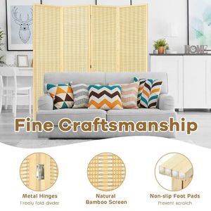 1pc 6ft Portable Folding Room Divider <b>Screen</b> 4-<b>Panel</b> Blocker for Home Office Use - Product Image 6