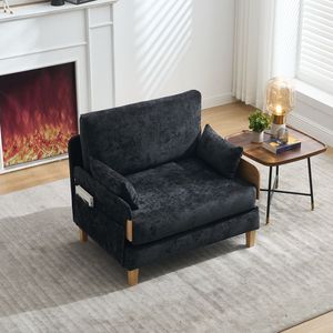 3-in-1 Convertible Mid for Century Modern Decor <b>Foldable</b> <b>Sofa</b> <b>Bed</b> Recliner for Small Spaces with Three Pillows - Product Image 1
