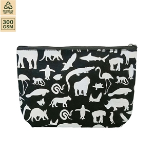 Pochette de maquillage en toile de coton non laminée 300 GSM, trousse de maquillage de voyage 23,5x15x5 cm, logo personnalisé, vente en gros, modèle OEM SNCH143 - Product Image 1