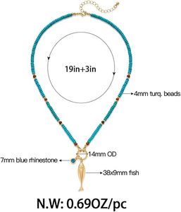 Collier long en résine turquoise avec pendentifs cœur, style bohème, coquillages de plage, étanche, pour femme - Product Image 2