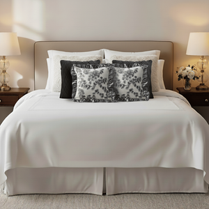 Juego de 6 Fundas de Almohada Decorativas SOGA, Blancas y Grises, con Textura Floral, Volantes y Diseño de Diamantes, para Sofás de Sala de Estar - Product Image 4