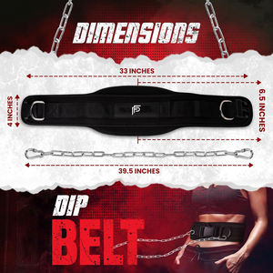 เข็มขัดดิปเบลท์สำหรับยกน้ำหนักพร้อมโซ่สำหรับดึงข้อและดิปเบลท์สำหรับออกกำลังกายแบบดิปและสควอท อุปกรณ์เพื่อความปลอดภัยในการออกกำลังกาย - Product Image 3