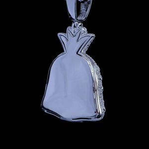 Colgante de Bolsa de Dinero de Plata con Moissanita Blanca, Collar Hip Hop, Joyería de Lujo, Amuleto de Moda, Colgante de Bolsa de Dinero - Product Image 2