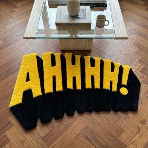 ¡Moderno! Alfombra de área estilo cómic hecha a mano, alfombra amarilla y negra de arte pop para decoración de sala de estar y dormitorio - Product Image 2