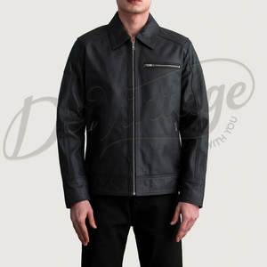 Chaqueta de Cuero Negra con Capucha para Hombre, Piel de Oveja Auténtica, Corte Ajustado, Estilo Casual de Otoño-Invierno, Estilo Motero - Product Image 6