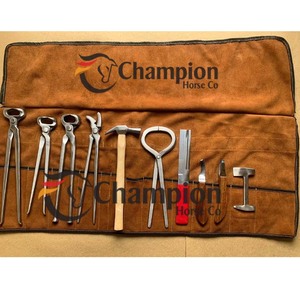 Juego de 12 Herramientas para el Cuidado de Pezuñas de Caballos - Kit Profesional para el Cuidado Equino con Estuche de Cuero - Product Image 1