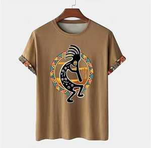 <b>Men's</b> Short Sleeve O-Neck Knitted T-Shirt <b>Animal</b> Print Regular Fit Casual Style 100% Cotton Breathable - Product Image 2