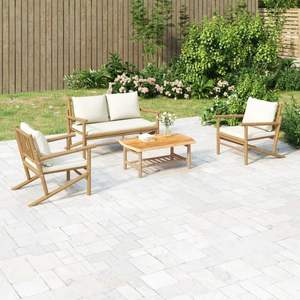 Ensemble de salon de jardin modulaire moyen en bambou naturel - Pour la détente en plein air - Product Image 1