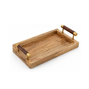 Plateau de rangement ovale en bois avec poignées en laiton, finition laquée polie, utilisation sur table, un seul niveau, design minimaliste - Product Image 6