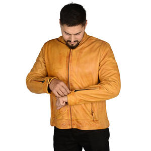 Veste en cuir véritable pour homme, style motard vieilli, marron, coupe ajustée, manteau de moto vintage pour homme, vêtement d'extérieur en cuir - Product Image 3