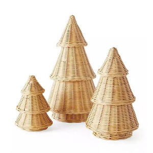 Wholesale Handmade Rattan Christmas <b>Tree</b> Decoration Rustic Woven Customized Color Tabletop Natural Boho Farmhouse Xmas Ornament - Product Image 5