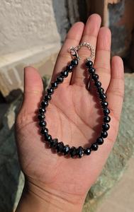 Pulsera de cuentas con diamantes de moissanita negra, talla facetada de calidad AAA - Product Image 6