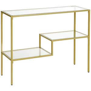 "Handmade Steel Frame <b>Console</b> <b>Table</b> with 39" Tempered Glass Shelves for Entryway Hotel Living Room" - Product Image 1