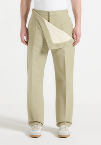 <b>Men's</b> <b>Khaki</b> Formal Trousers High Waist Straight Fit Anti-Wrinkle Polyester Woven Pants Spring Season Flat Front Zipper Fly - Product Image 6