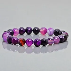 Dyed Blue Onyx 8mm Smooth Round AA Grade Gemstone Beads <b>Stretch</b> <b>Bracelet</b> Fashion Jewelry Wholesale - Product Image 4