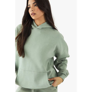 Conjunto de sudadera con capucha y pantalón de chándal de 2 piezas con cremallera completa, lavado ácido desgastado personalizado, bordado, para mujer - Product Image 1