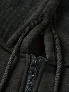 Customise Your Content Custom Logo Black Zip-<b>Up</b> Hoodie Unisex Casual 100% Cotton Fleece Regular Fit Heat Transfer Printed Autumn - Product Image 3