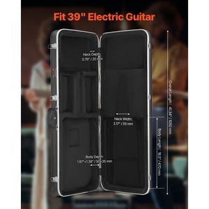 Custodia Rigida per Chitarra Elettrica 41.34 Rettangolare con Chiusura a Scatto, Maniglia e Imbottitura in ABS, Resistente all'Acqua, Protezione Morbida per Strumenti Musicali - Product Image 2