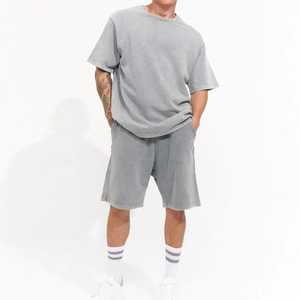 Premium Quality 100% Cotton Knitted Lightweight Short Sleeve Oversized T-<b>Shirt</b> for Men Solid Color Custom Logo Front Sun Faded - Product Image 2