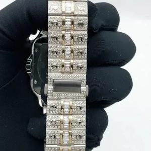 Luxury Mechanical <b>Iced</b> <b>Out</b> Baguette Diamond Two Tone Rose Gold Square Automatic <b>Watch</b> with Roman Numerals Hip Hop Vintage - Product Image 5
