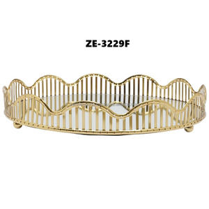 Plateau cadeau en métal fait main pour les festivals, pour les intérieurs tendance, édition texture, plateau plaqué platine, Zahid exporte en gros - Product Image 6