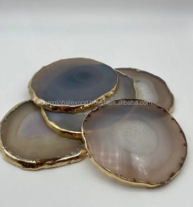 Eco-Friendly Antique Imitation Stylish Resin <b>Coaster</b> Set Natural <b>Agate</b> Stone Design Home Decor Art Collectible - Product Image 6