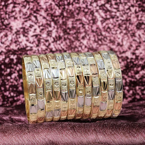 ขายส่งชุดกำไลชุบทอง3โทนชุดกำไลทองเหลืองสามสีกำไลทองหลายสีเครื่องประดับกำไลข้อมือแฟชั่น - Product Image 3