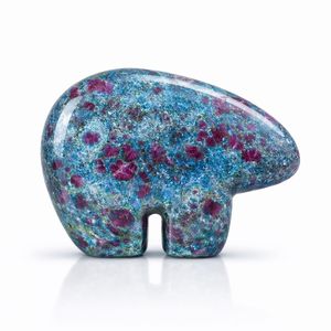 Natural Ruby Kynite Zuni Style <b>Crystal</b> Bear Hand Carved Stone Polished <b>Animal</b> Figurine for Home Decor and Gifts - Product Image 1