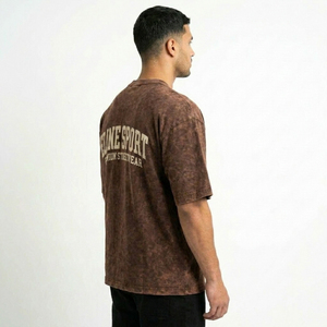 Camiseta Premium para Hombre con Efecto Desgastado Mineral Wash, Ajuste Holgado de Lujo, Hombros Caídos, Fabricante de Ropa de Algodón - Product Image 3