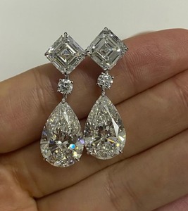 Pendientes de Diamante Moissanite con Corte Ascher y Pera, Plata de Ley 925, Regalo de Boda y Otras Joyas de Diamantes - Product Image 3