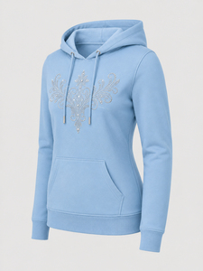 Sudadera con capucha de invierno para mujer, forrada, antiencogimiento, con pedrería, adornada con cristales brillantes, de manga larga, estilo casual y suave. - Product Image 5