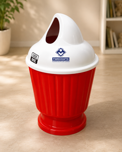 Contenedor de Basura Redondo y Bonito para Exteriores, de Plástico Rojo, con Tapa, para Helados, 2026 - Product Image 1