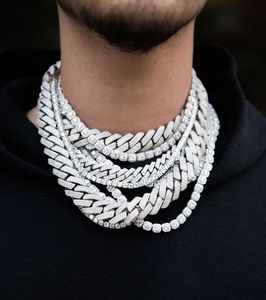 สร้อยคอแบบ Cuban Link ชุบเงิน ประดับเพชรโมอิสซาไนต์ สไตล์ฮิปฮอป สำหรับผู้ชายและผู้หญิง สวมใส่ได้ทุกวัน - Product Image 1