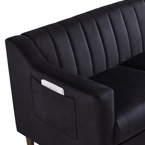 Divano Chesterfield Moderno in Velluto con Braccioli Arrotondati, Comoda Struttura in Legno e Gambe per Soggiorno - Product Image 6