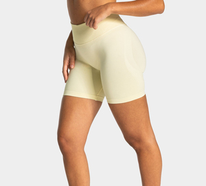 Shorts de Yoga con Logotipo Personalizado para Mujer, Cintura de Color Contrastante, Shorts Deportivos Ecológicos, Ajuste Delgado, Ropa de Gimnasio, Leggings Atléticos, Servicio OEM - Product Image 4