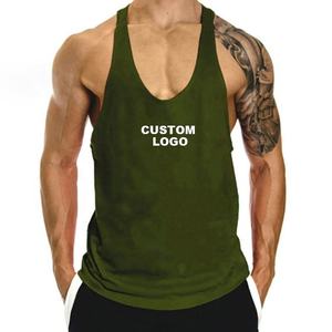Camiseta sin mangas de algodón roja con cuello en V para hombre, logotipo personalizado impreso en la parte delantera, estilo casual transpirable, chaleco deportivo sin mangas de algodón unisex para hombre - Product Image 2