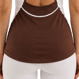 Débardeur de sport marron et blanc pour femme, sans manches, pour yoga, fitness, entraînement, course à pied, gym, vêtements de sport athlétiques, séchage rapide, avec logo personnalisé - Product Image 6