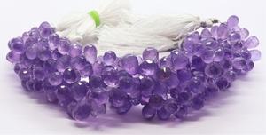 Perles d'améthyste violette naturelle facettées en forme de goutte d'eau 5x7-6x8 MM, perles de pierres précieuses d'améthyste, 8 pouces, améthyste violette facettée - Product Image 6