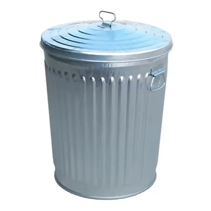 Cubo de Basura Galvanizado de Forma Redonda, Cubo de Basura Hecho a Mano de Calidad Superior, Cubos de Basura Metálicos de Hierro para Limpieza del Hogar, Juego de 2 - Product Image 4