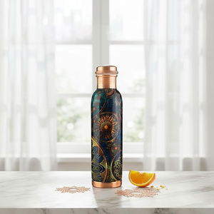 Premium Printed Copper Water Bottle Handmade Metal Drinking Bottle for Home Office and Travel - Product Image 6