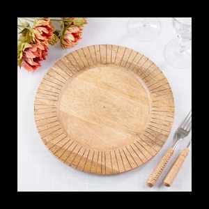 Premium <b>Wooden</b> Round Charger Plate Suitable For Kitchen <b>Dining</b> <b>Table</b> And Natural Finished <b>Rustic</b> Decorative Serving Base Plate - Product Image 4