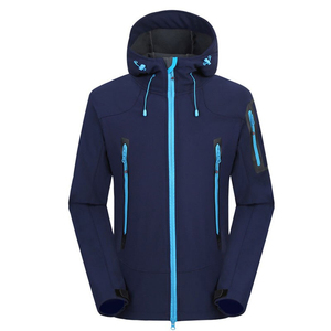 Veste polaire à capuche pour homme, couleur unie, coupe-vent, vêtements d'extérieur d'hiver, fermeture éclair, style sportif, noir avec accents rouges - Product Image 3