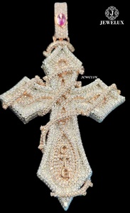 Colgante de Cruz de Plata 925 Chapado en Oro de Lujo Estilo Hip Hop, Pieza Destacada de Proveedor Indio - Product Image 2