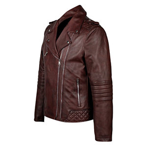 Veste en cuir PU marron foncé pour homme, coupe ajustée, col rabattu, fermeture éclair, manches classiques, style automne - Product Image 6