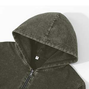 Sweat-shirt à capuche unisexe surdimensionné avec fermeture éclair, en tissu denim gris uni, pour homme, vêtement décontracté pour l'automne - Product Image 2